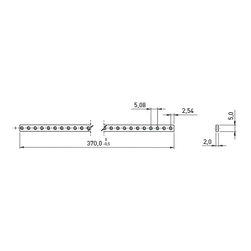 Thread Rail Metric 73TE-M2,5 5x2x370 Steel Zinc plated