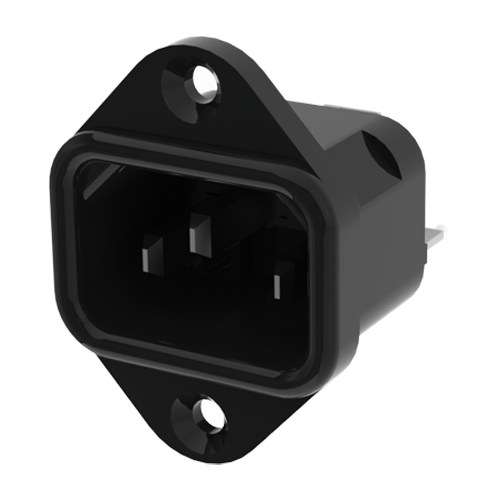 IEC Connector 2+E/10A 250V/70°C Polyamid black/6.3x0.8mm terminals IEC Connector 2+E/10A 250V/70°C Polyamid black/6.3x0.8mm terminals