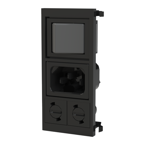 IEC Power Inlet 2+E/2x 5x20mm fuse Snap-In Mounting/250V-10A black