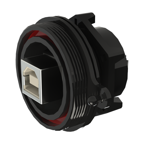 USB-B to USB-A Connector/IP68/black Frontpanel Mounting
