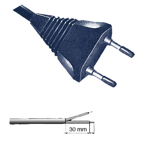 Netzzuleitung 2x0,75mm² 2,0m schwarz mit flachem Europastecker CEE 7