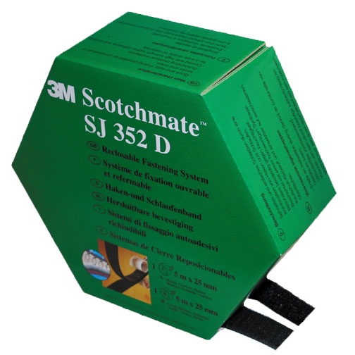 Haken und Schlaufenband / schwarz / selbstklebend Rolle 2x5 Meter