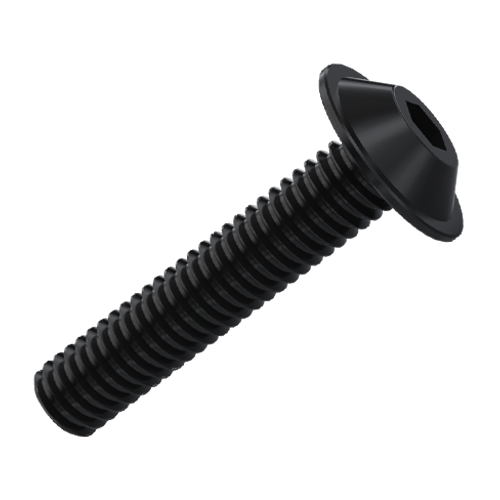 Flachkopfschraube ISO7380-2 M4x12 ST 10.9 schwarz ISK Halbrund mit Bund