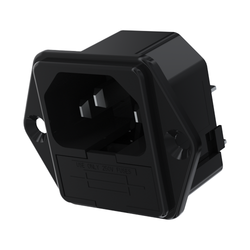 IEC Power Inlet 2+E Flange Mount/Fused 1pole/solder pin