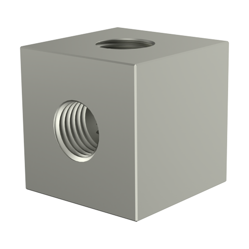 Threaded Block 10x10x10 | 2x M3 Nickel-Plated Brass