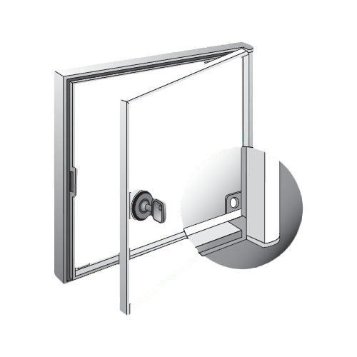 Full sight door with mounting corners