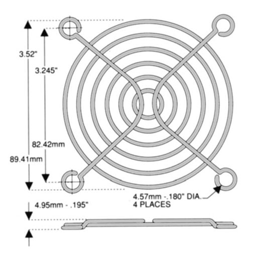 Fan Guards Wire Form 3 5/8" / 1/4" Ring Spacing, Ribs .071" Dia.