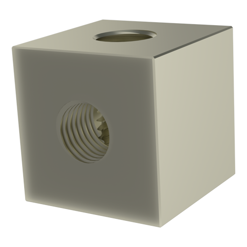 Threaded Block 10x10x10 | 2x M4 Nickel-Plated Brass