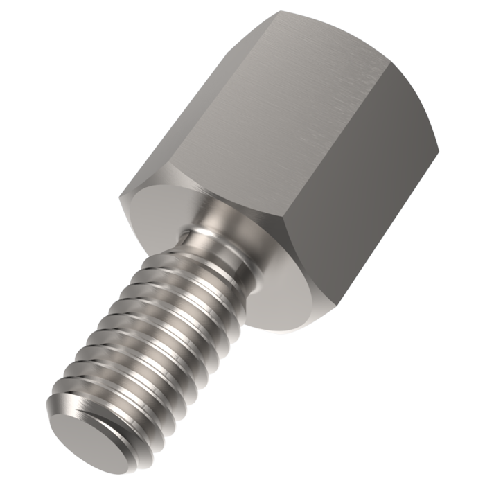 Abstandsbolzen Stahl rostfrei blank I/A SW5,5x6 I=M3x3 A=M3x6 m. Freistich