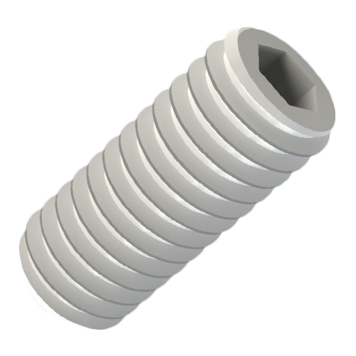 Set Screw DIN913/ISO4026 M8x8 PA-66 Natural Hex Socket Flat Point