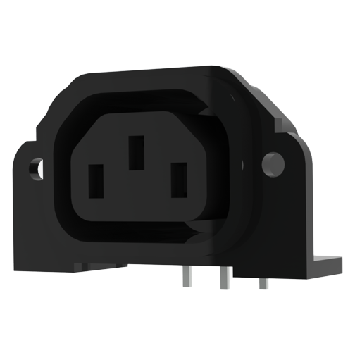 IEC Power Inlet for PCB mounting Black,without protection cover