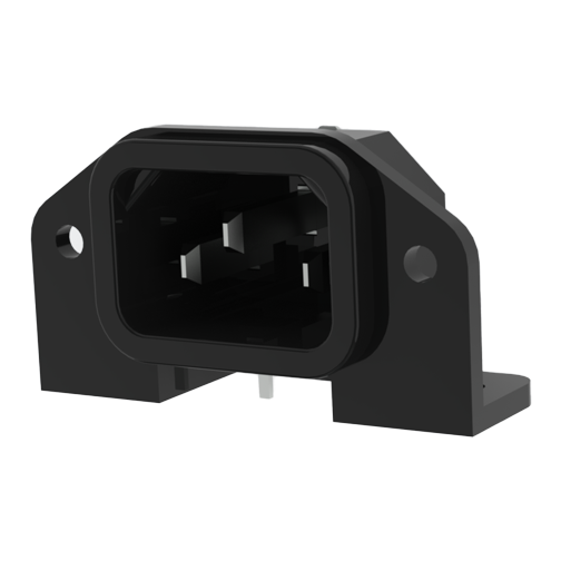 IEC Connector C14 PC Flange Mount Class I 70°C/Nylon black UL)4-V0