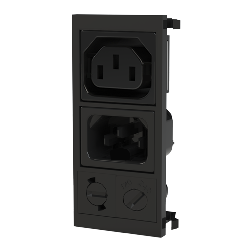 IEC Power Inlet 2+E/Voltage select. Snap-In Mounting/6.3x0.8mm terminal