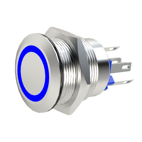Switch Vandal Resistant Illuminated Stainless steel/1-pole/2.8x0.8mm