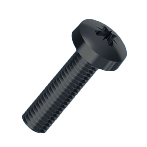 Flat Head Screw ISO7045 M3x4 Black Galv. Steel 4.8 C/R Pan Head