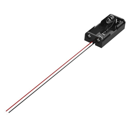 Battery Holder for 2x "AAA" Micro cells Polypropylen black with wire leads 150mm