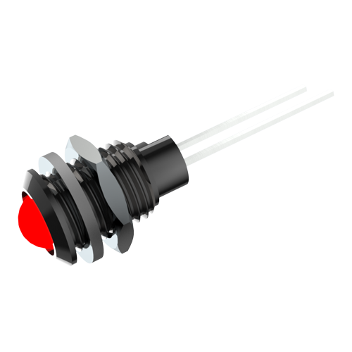 Panel Mount LED-5mm red Chrom Plated Black