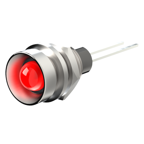 Panel Mount LED ø5mm Brass,chrom-plated,red