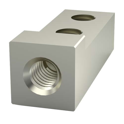 Threaded Block 12x5x5 | 3x M2.5 Nickel-Plated Brass