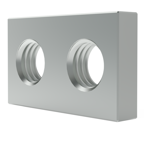 Square Nut 12.0/7.0/2.0 2xM3 Galvanized Steel
