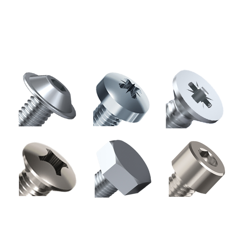 Screw head shapes: flat head, pan head, pan head, countersunk head, countersunk countersunk head, hexagon and cylinder head. Screw head shapes: flat head, pan head, pan head, countersunk head, countersunk countersunk head, hexagon and cylinder head.