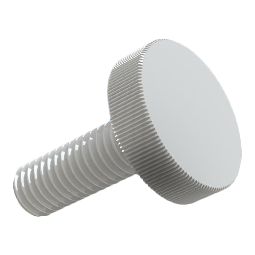 Knurled Thumb Screw M4x25 PA-66 Natural Vertical Knurl