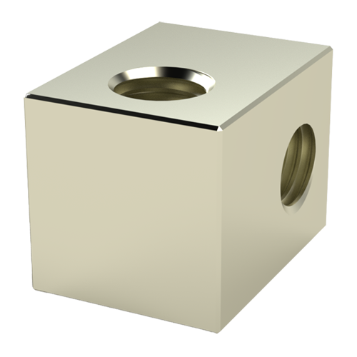 Threaded Block 13x8x8 | M3 / M4 Nickel-Plated Brass