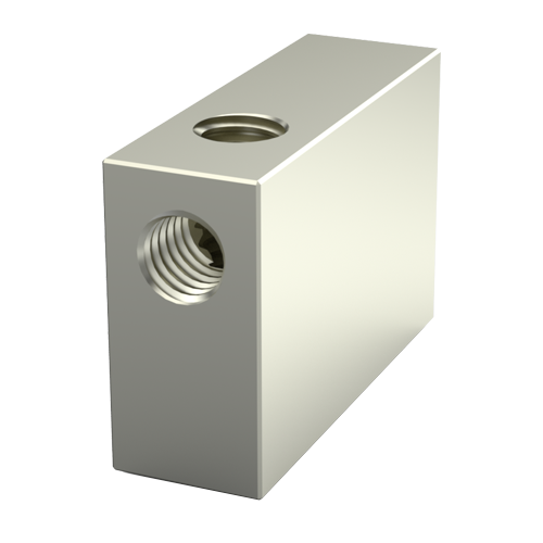 Threaded Block 15x10x5 | 2x M3 Nickel-Plated Brass