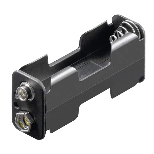 Batteryholder 2x "AA" Mignon cells Polypropylen black with snap terminals