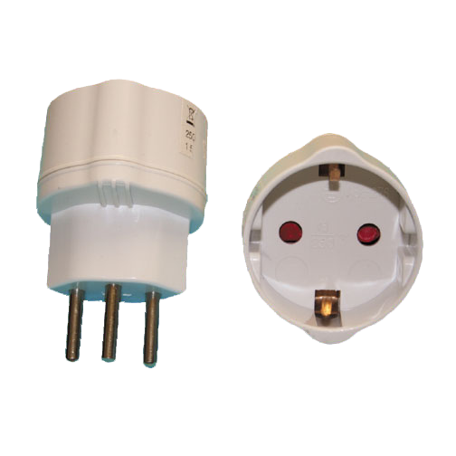 Adapterstecker 2-polig+Erdung Schweiz Type 12 / Dose Schuko