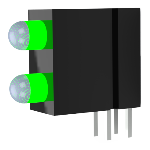 Dual-LED ø3mm (T1) 2.54mm LED below: green / above: green