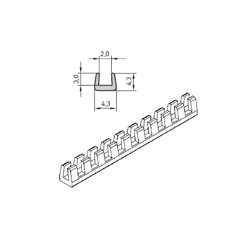 Continuous Grommet Strip 1.6-2.0mm Polyethylen white UL94-V2