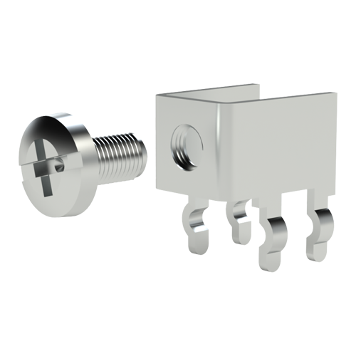 PC Mount Screw Terminal M3 15 Amps Brass tinned with kicked solder pins