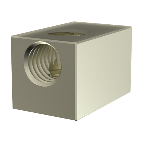 Threaded Block 8x5x5 | 2x M2.5 Nickel-Plated Brass