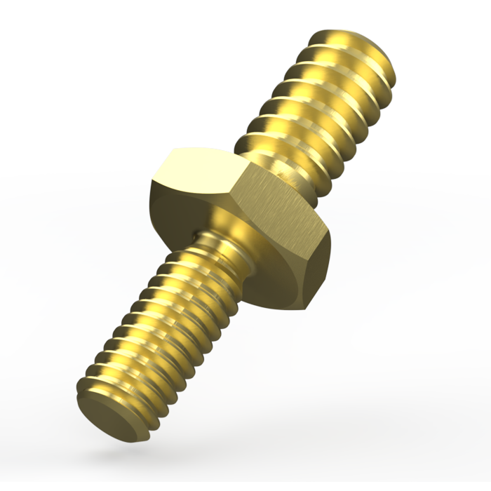 Abstandsbolzen Stahl gelb verzinkt A/A SW5x1,7 | Gewinde M2,5x6 / M3x6 m.F.