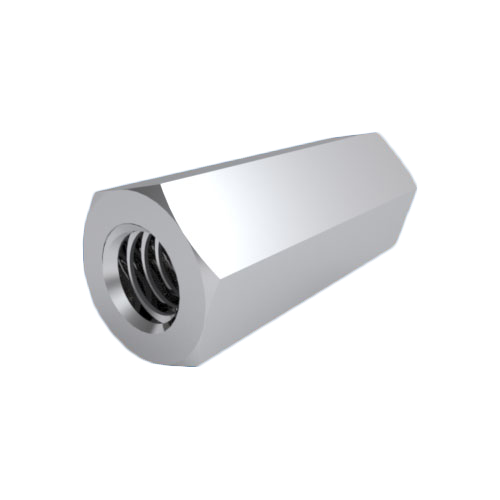 Abstandsbolzen Messing vernickelt I/I SW10x35 | Gewinde M8x9 / M4x9