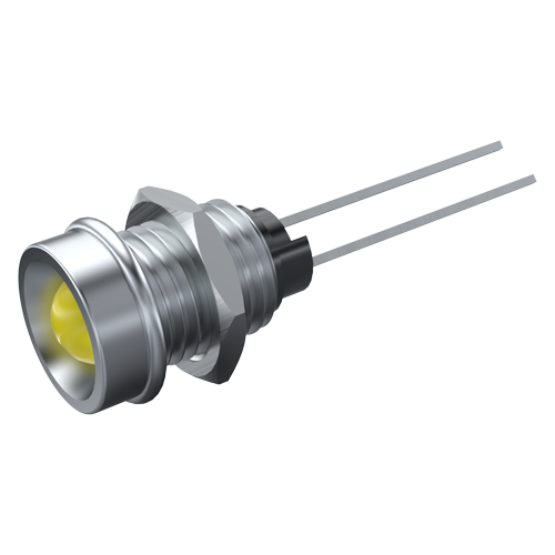 LED 4mm Indicator Chrome Bezel ø7.6 Brass,chrom-plated/LED yellow