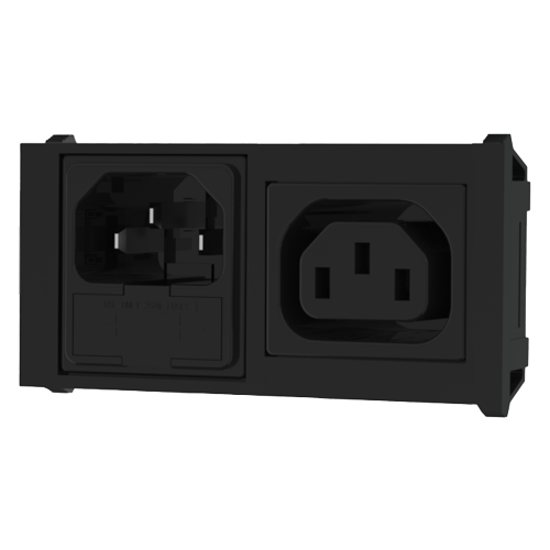 IEC Fused Inlet-IEC Outlet 10A/250v 6.3x0.8mm/5x20mm/Snap-in 1-3mm