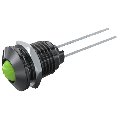 LED Indicator ø5mm T1-3/4 IP66 Aluminium,black/LED green