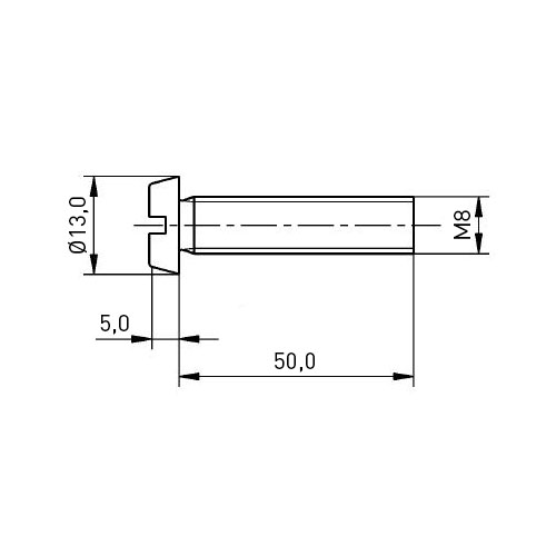 Zylinderkopfschraube ISO1207 M8x50 Stahl rostfrei A2 blank Schlitz