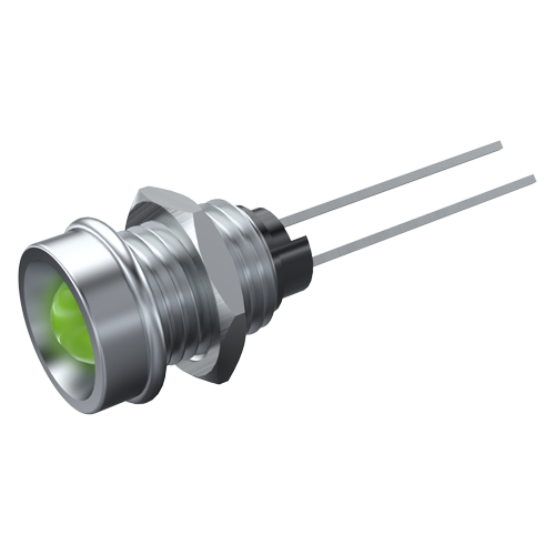 LED 4mm Indicator Chrome Bezel ø7.6 Brass,chrom-plated/LED green