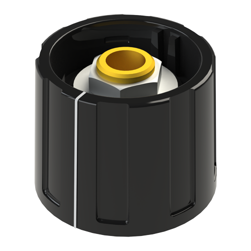 Collet Knobs with line ø20mm / spindle ø6mm / black