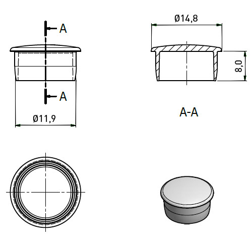 Hole Plug ø11.9/14.8mm Polyethylene,natural/Not UL-listed