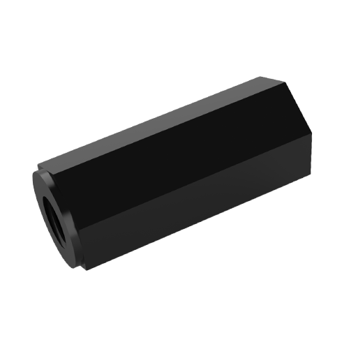 Abstandsbolzen Polyamid 6.0 schwarz I/I SW5,5x20 | Gewinde M3x9,5 / M3x9,5
