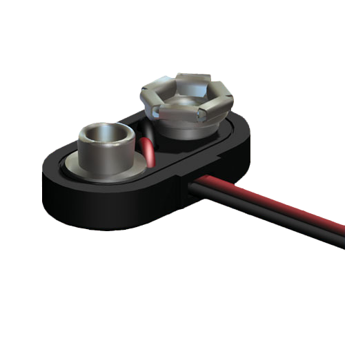Battery Snap on 9V T-Style 110mm ABS,black/Special rivet patented