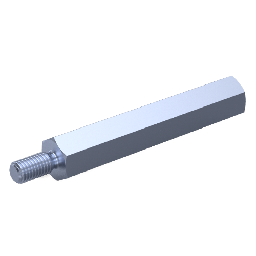 Abstandsbolzen Stahl rostfrei blank I/A SW5,5x34 I=M3x7 A=M3x6 m. Freistich