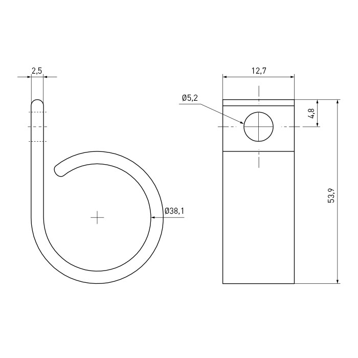 Cable Clamp One-Sided Fastening Ø 38.1 | Hole Ø 5.2 | PA 6.6 natural
