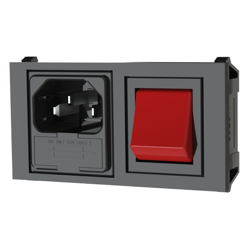 IEC Power Inlet/Fuseholder/Switch Snap-in mounting/6.3x0.8mm terminal