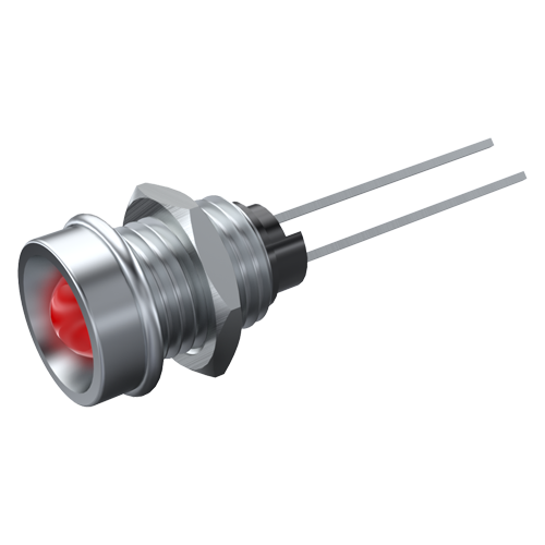LED 4mm Indicator Chrome Bezel ø7.6 Brass,chrom-plated/LED red