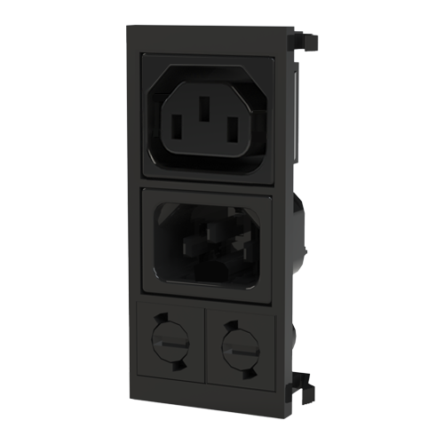 IEC Power Inlet 10A/250V black Snap-in 1.0-3.0mm panel/6.3x0.8mm